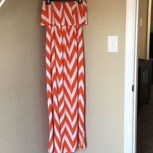 Orange striped maxi dress